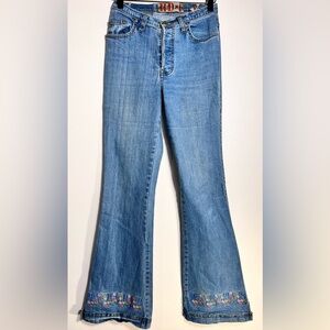 Harley Davidson Jeans Women’s Embroidered flowers button fly boot cut denim HD-1